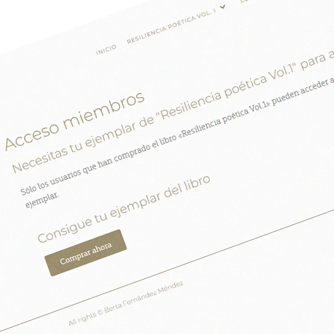 Mensaje de aviso acceso a recursos del libro Resiliencia Poética Vol 1
